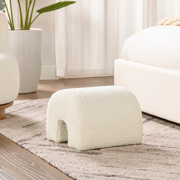 Ottoman: Rainbow Shape Arched Cream Arched Boucle Ottoman
