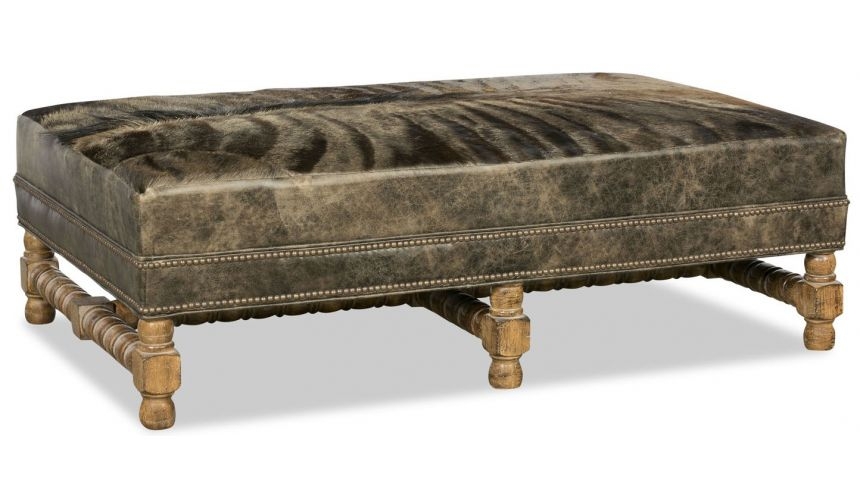 Ottoman: Spindle Legs Striped Fur Striped Fur Ottoman