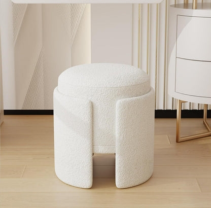 Ottoman Stool: Architectural Cutouts Boucle Architectural Stool