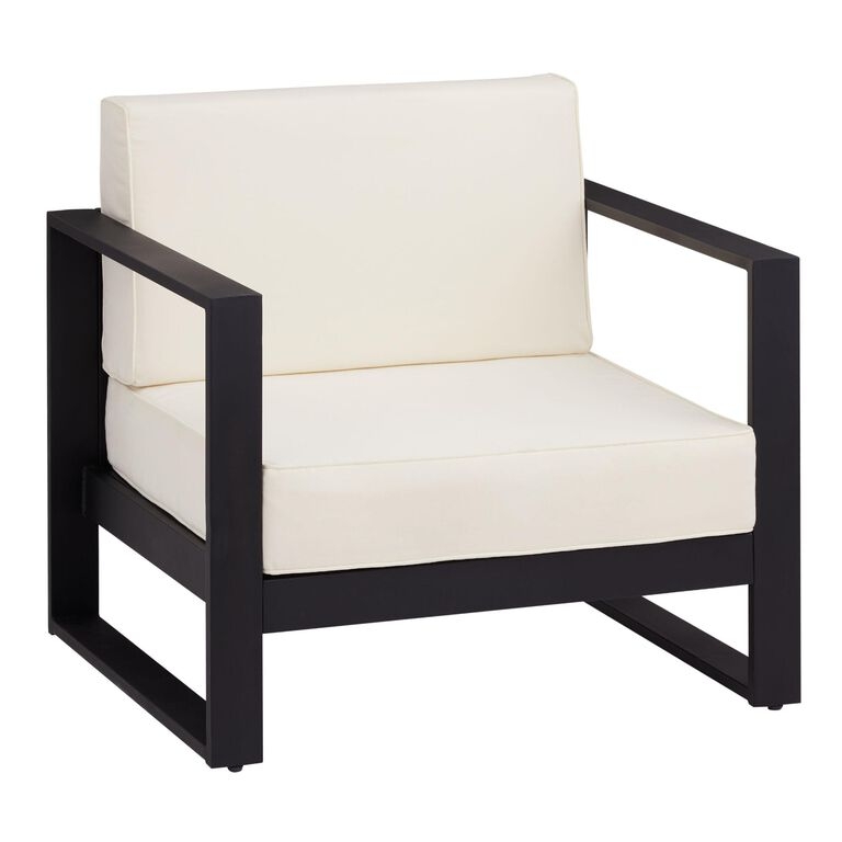 Outdoor Accent Chair with Industrial Sled Base and Matte Metal