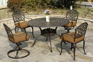 Outdoor Dining Set featuring Scrollwork Tabletop and Swivel