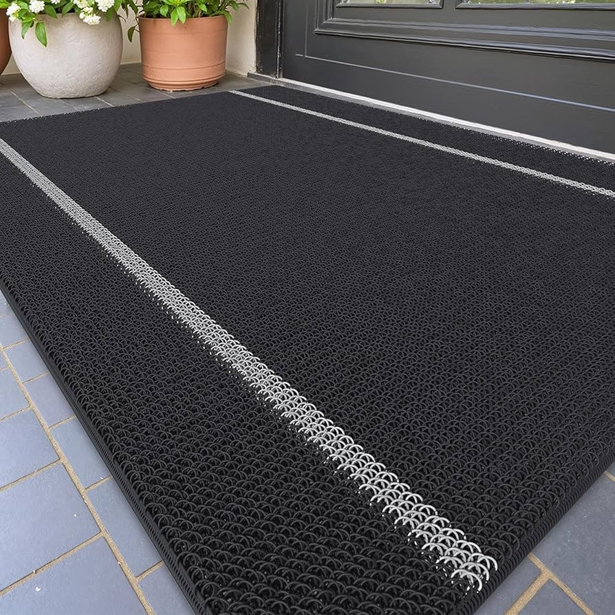 Outdoor Doormat: Coiled Loop Pile Modern Entrance Mat Black
