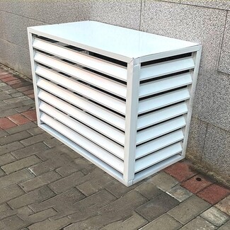 Outdoor Enclosure: All White Finish Louvered Privacy Screen