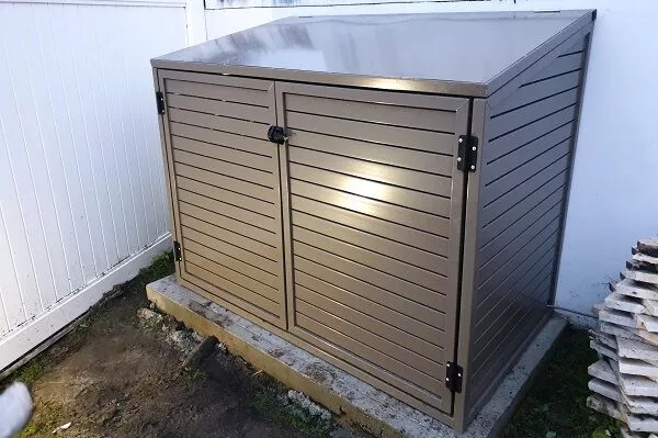 Outdoor Enclosure: Taupe Bronze Finish Slanted Roof Unit