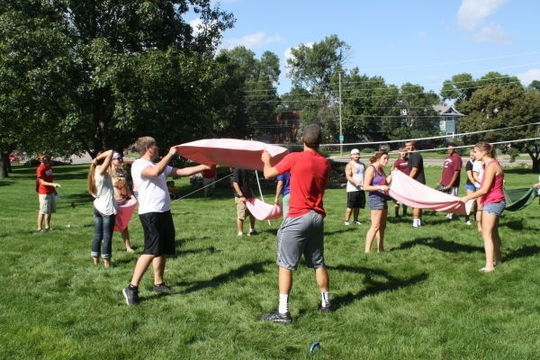 Outdoor Game Equipment and Pink Towels for Group Towel Volleyball