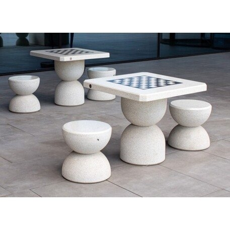 Outdoor Game Table in Concrete Aggregate with Hourglass Shape
