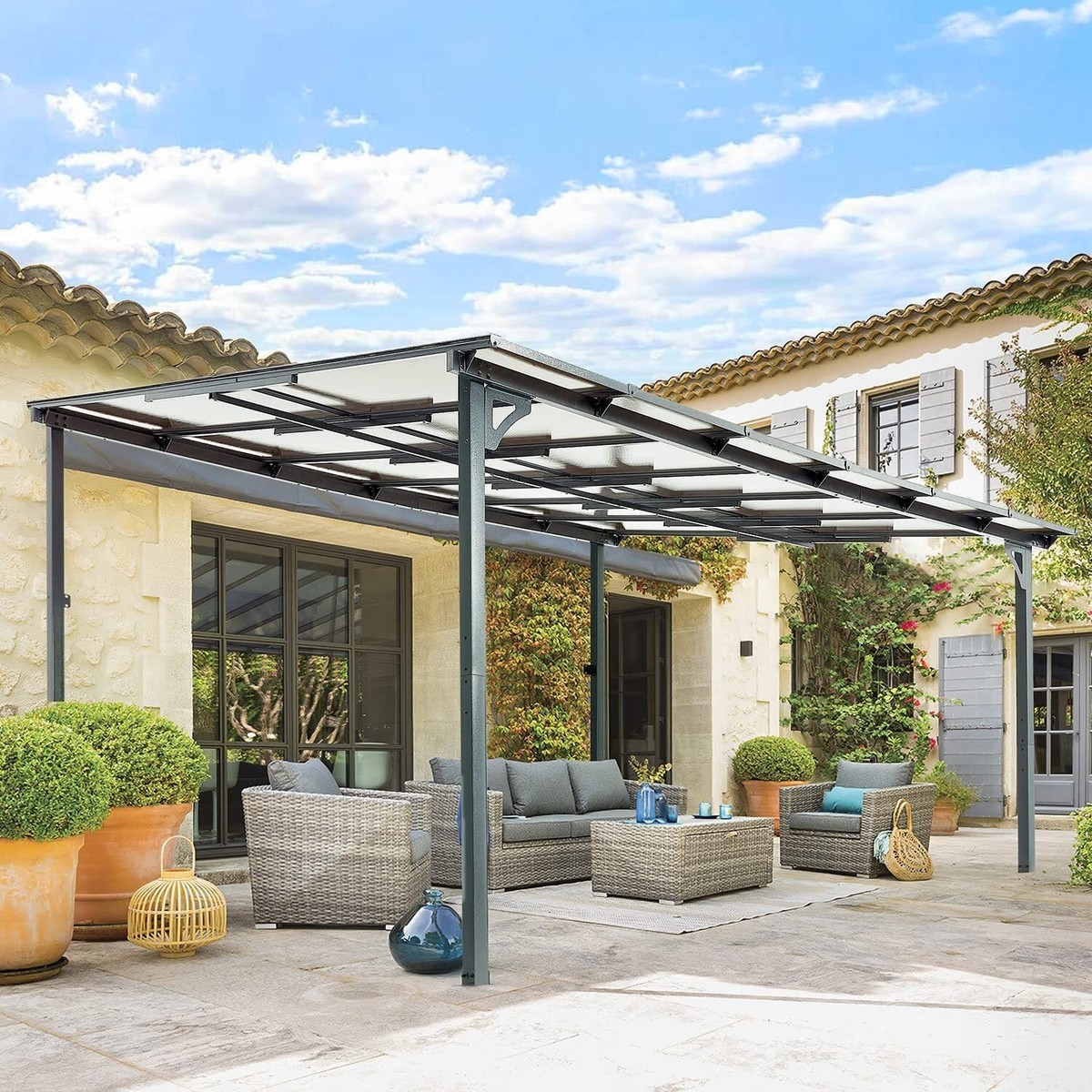 Outdoor Gazebo Wicker Texture Charcoal Metal Gazebo Shade
