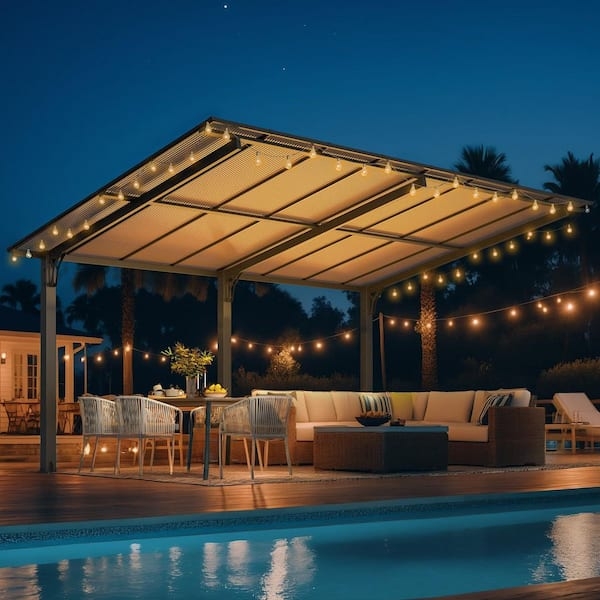 Outdoor Pergola Lean-to Slope Matte Black Outdoor Pergola