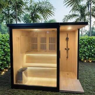 Outdoor Sauna Cedar Glass Combination Glass Front Garden Sauna