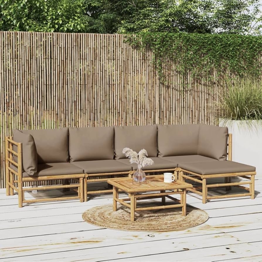 Outdoor Sectional Set Taupe Cushions Modular Patio Sectional
