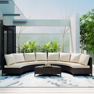 Outdoor Sectional Sofa: Espresso Wicker Half Moon Patio Set