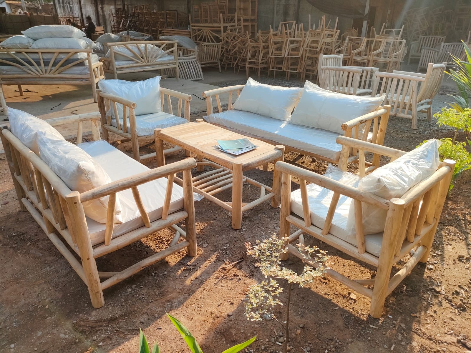 Outdoor Sofa Set Branch Frame Organic Branch Patio Set Spindle Back