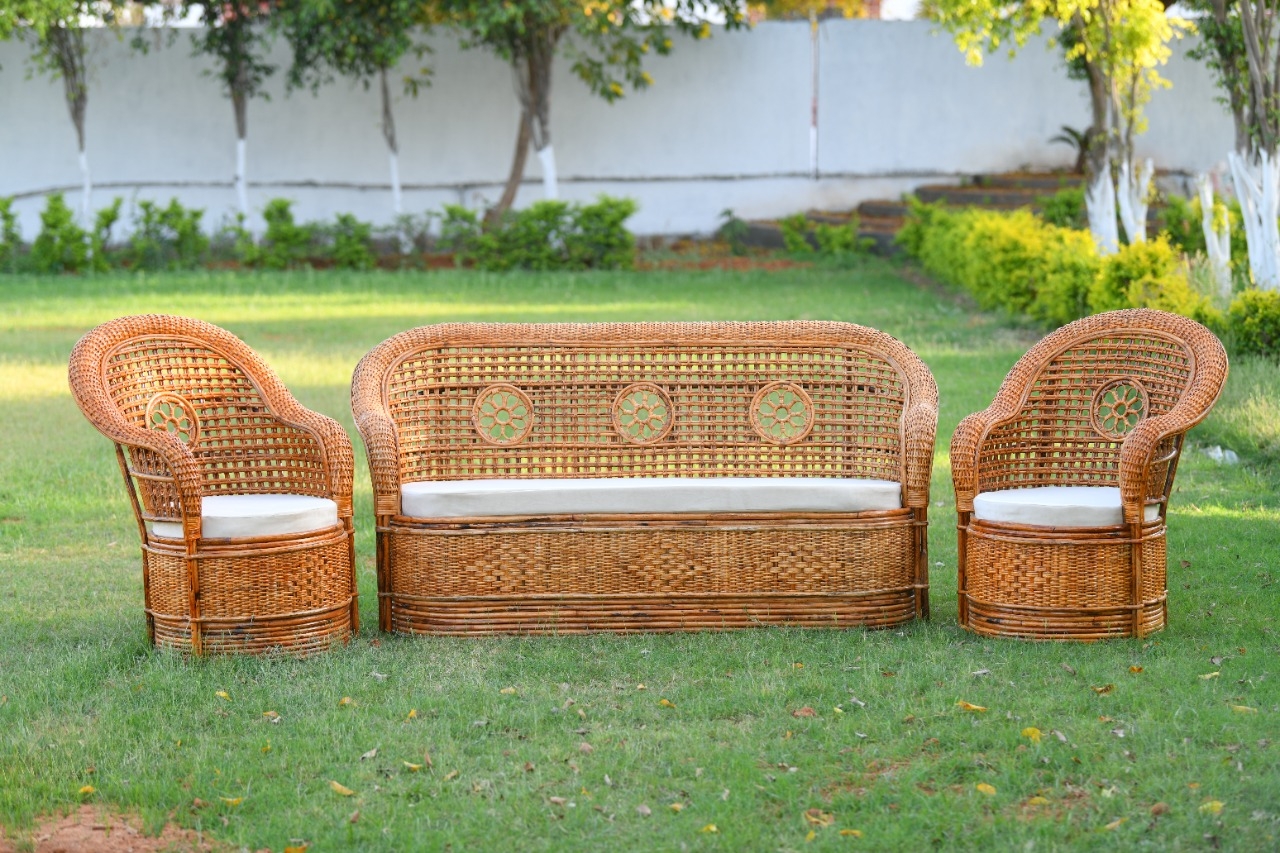 Outdoor Sofa Set with Decorative Circular Motif Furniture