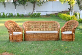 Outdoor Sofa Set with Decorative Circular Motif Furniture