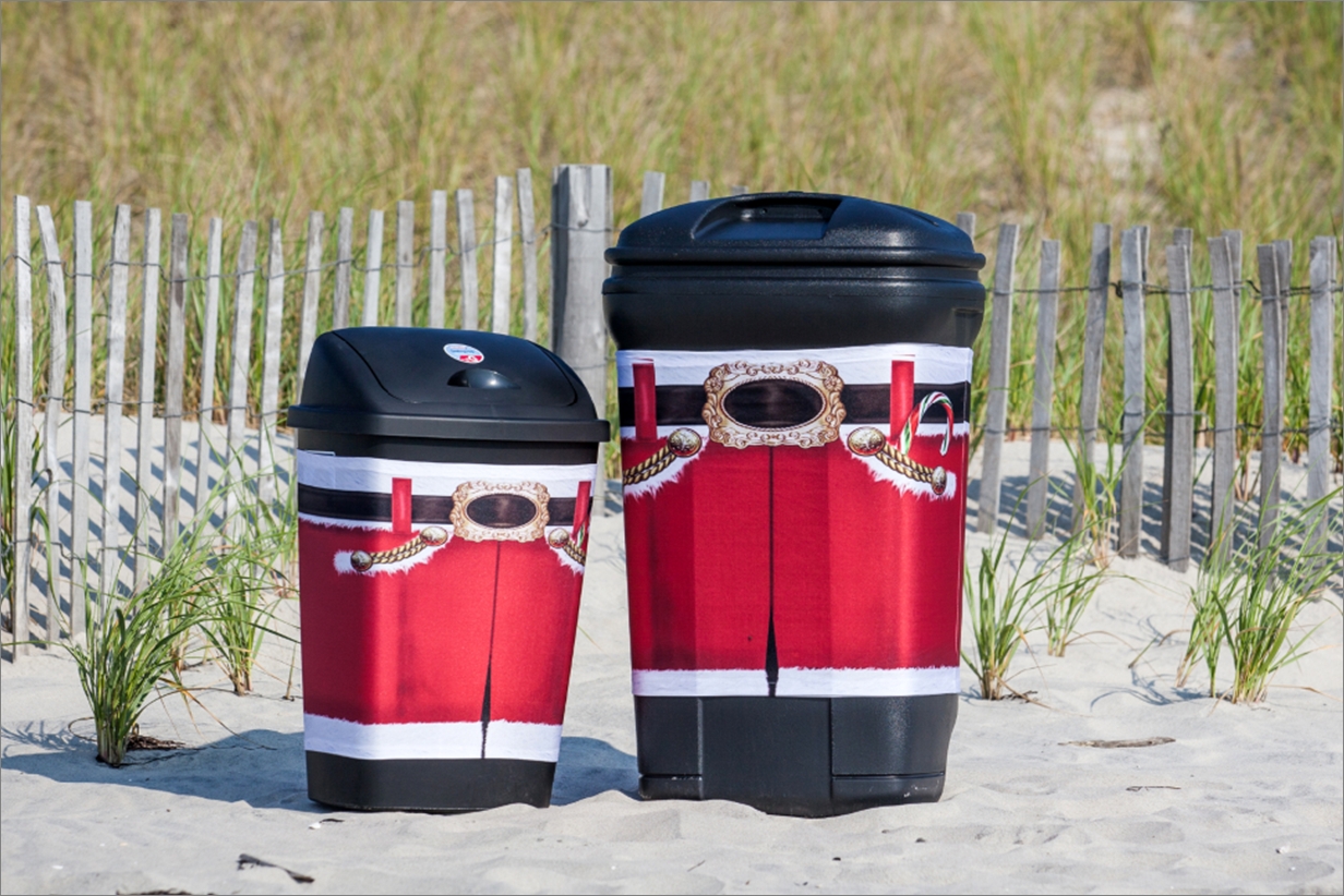 Outdoor Trash Bins Santa Pants Print Festive Holiday Decor
