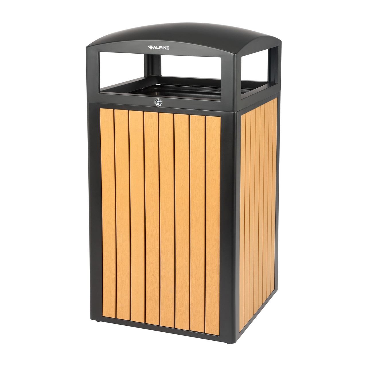 Outdoor Trash Can Cedar Slatted Panels Commercial Waste Bin