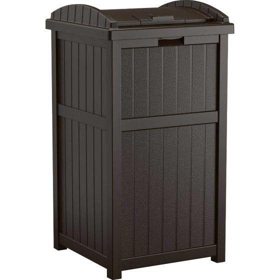 Outdoor Trash Can Java Brown Decorative Patio Waste Bin
