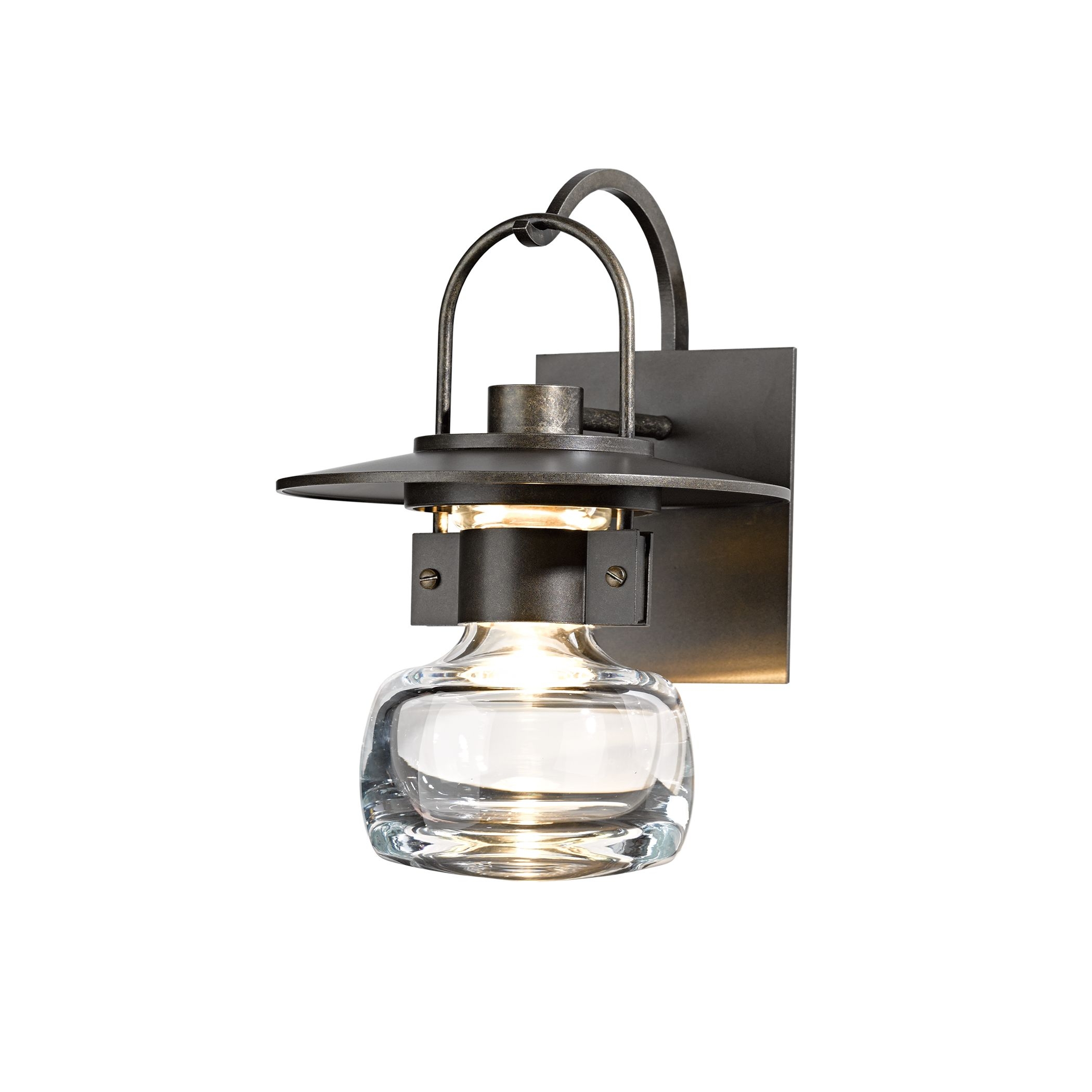 Outdoor Wall Sconce Thick Glass Vessel: Industrial Entryway Light