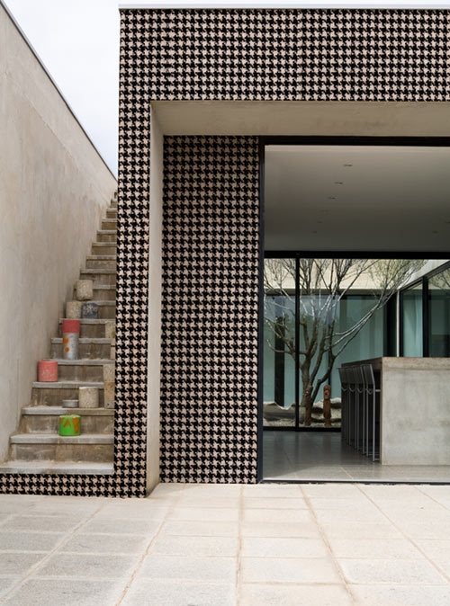 Outdoor Wallpaper Houndstooth Pattern Modern Facade Pattern