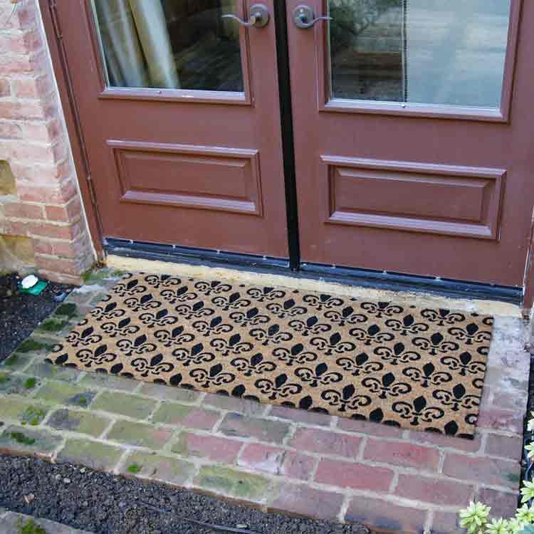 Oversized Doormat: Fleur De Lis Print French Country Outdoor Mat