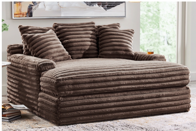 Oversized Lounge Chair Ribbed Chocolate Brown Daybed