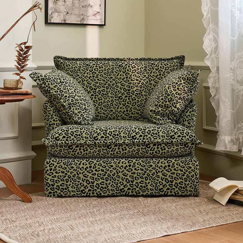 Oversized Profile Accent Chair and Green Leopard Accent Chair