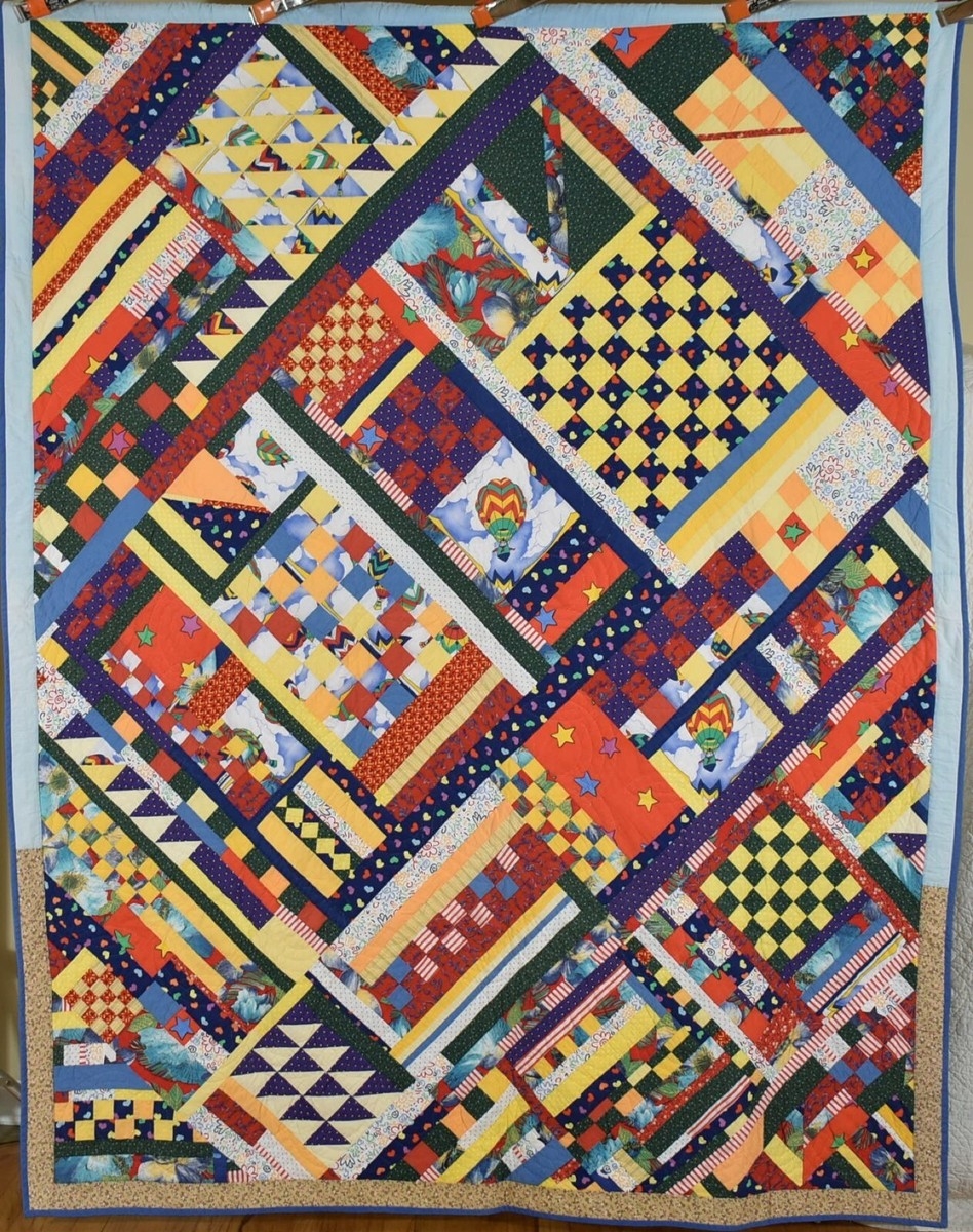 Patchwork Quilt: Vintage Diagonal Design Novelty Prints