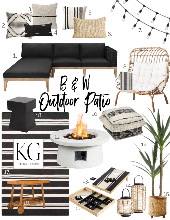 Patio Furniture Set featuring High Contrast Palette and Rattan Egg Chair