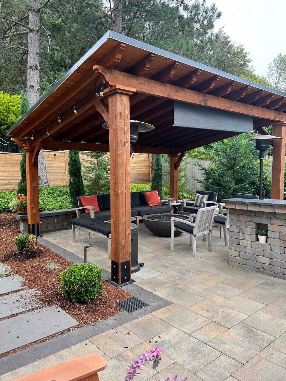 Pavilion Cedar Lean-to Charcoal Sectional Fire Pit Decor