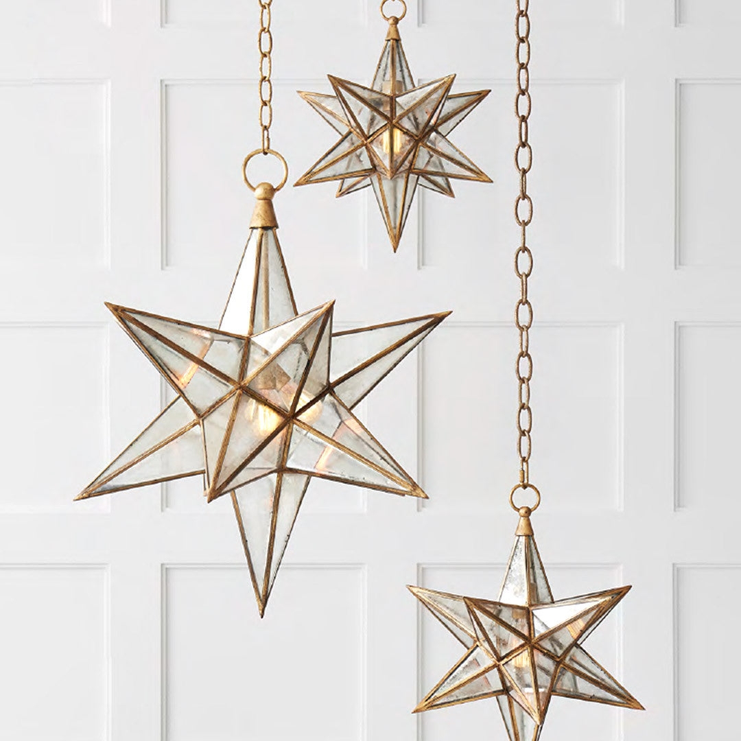 Pendant Light Antique Gold Multi Point Cluster