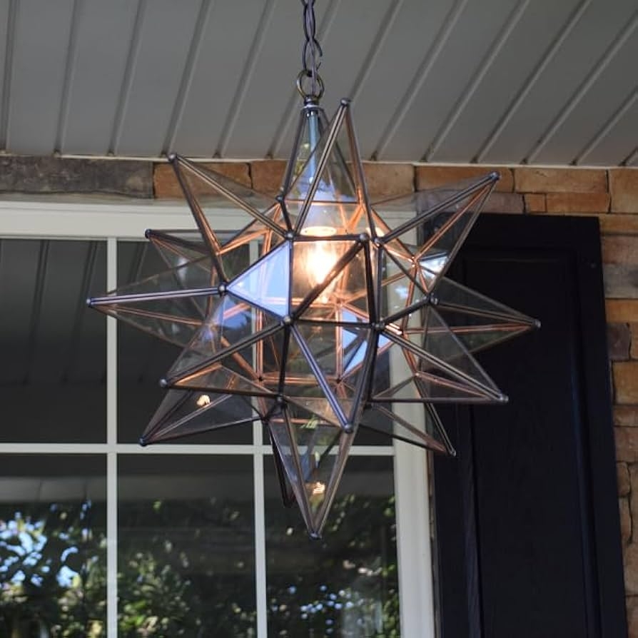 Pendant Light Clear Glass Geometric Facets Star