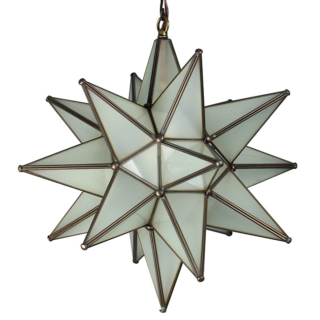 Pendant Light Frosted Glass Antique Bronze Star