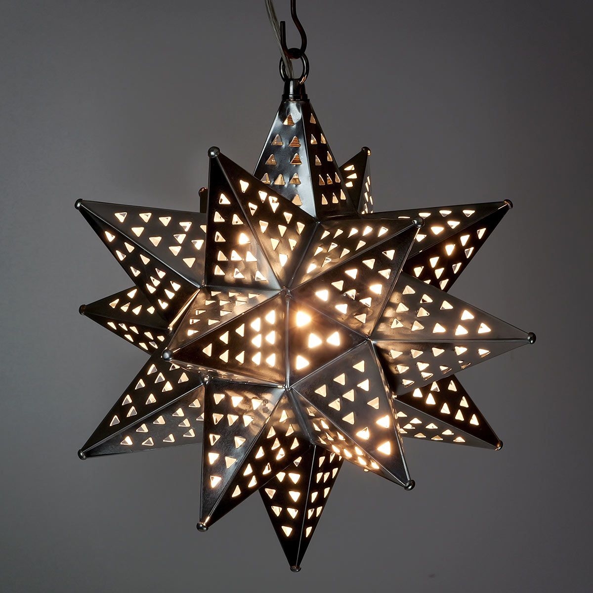 Pendant Light Natural Tin Perforated Triangle Star