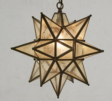 Pendant Light Outdoor Rated Seeded Glass Star Lantern