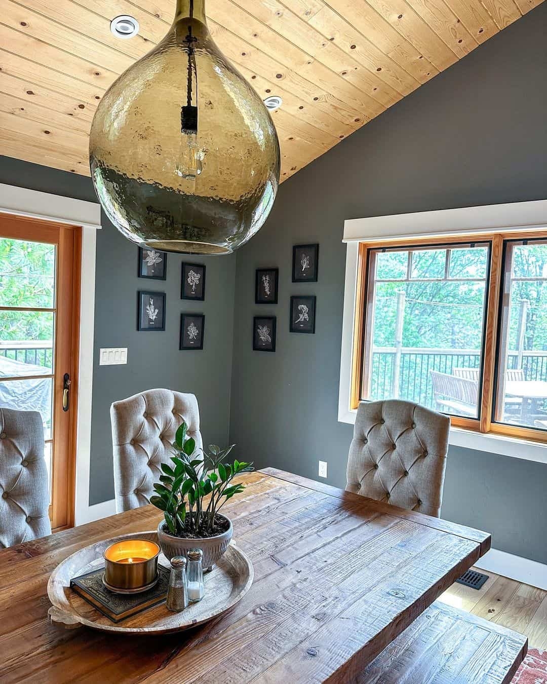 Pendant Light Oversized Teardrop Glass for Wood Beams