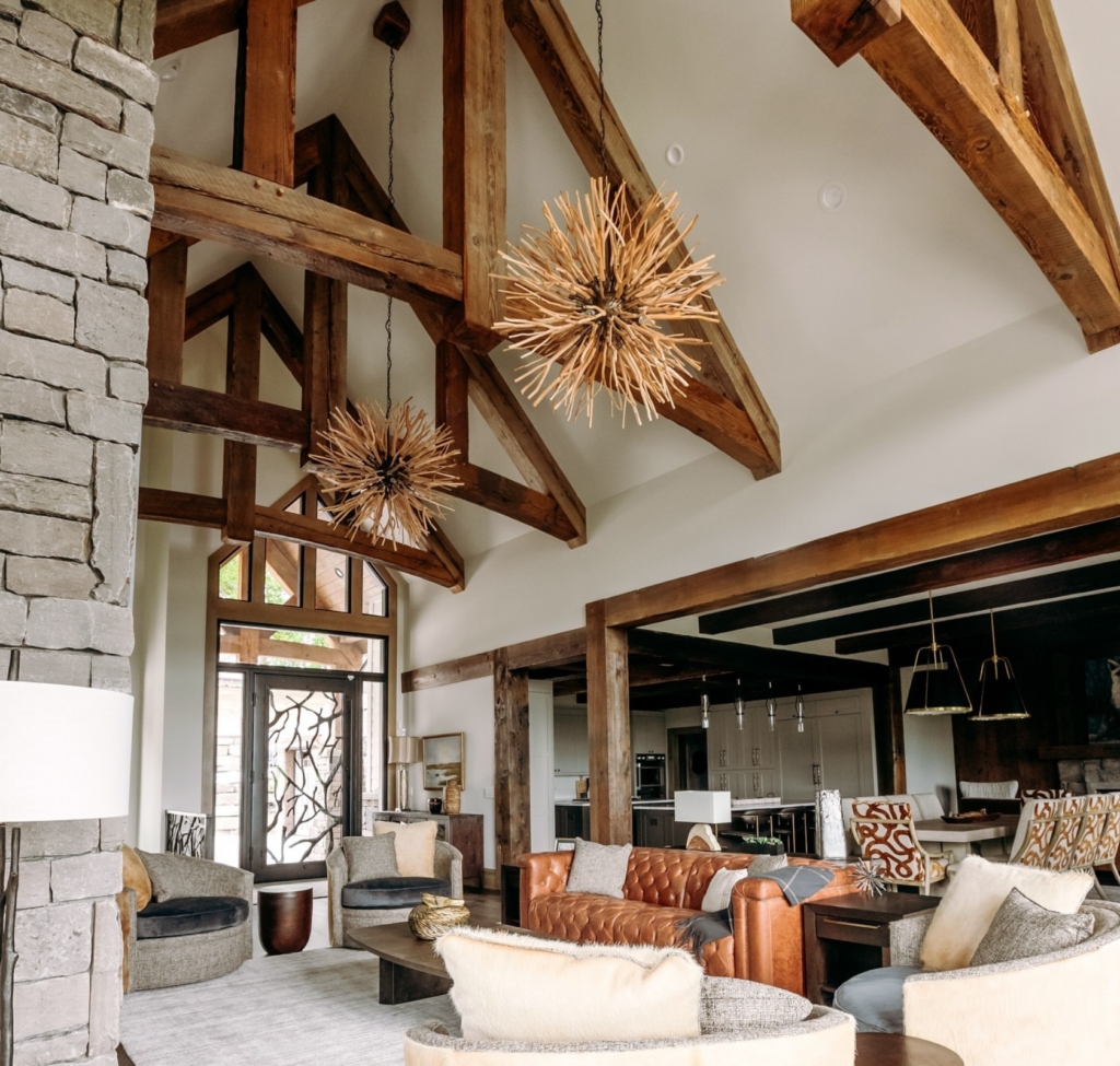 Pendant Light: Sunburst Twig Design for Timber Truss Ceiling