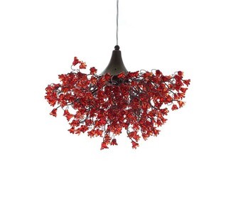 Pendant Light with Floral Petals & Intricate Wire Work