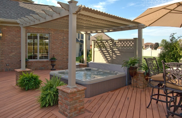 Pergola with Brick Masonry Bases and Notched Rafter Tails