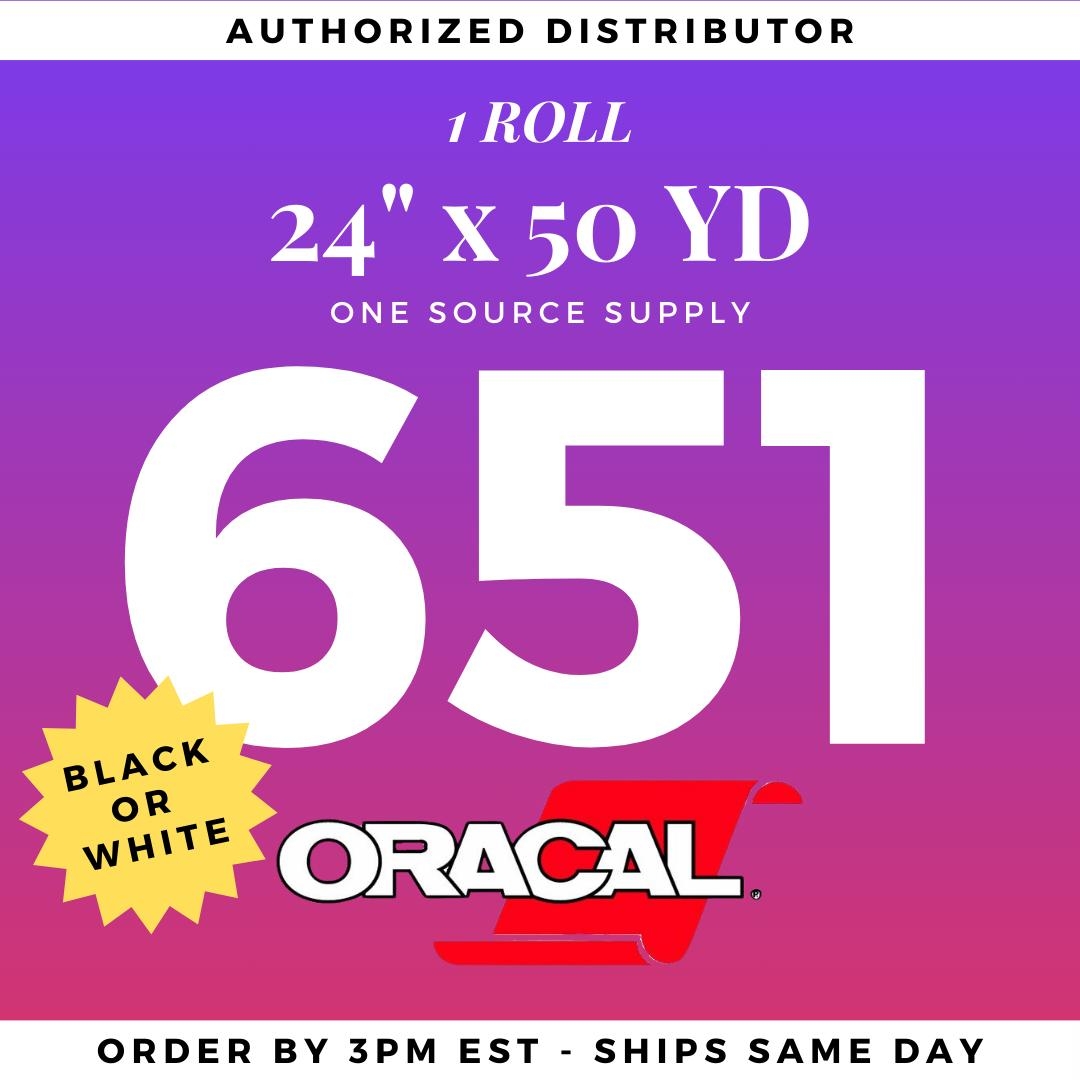 Permanent Vinyl Oracal 651 Series 24x50 Adhesive Vinyl Roll