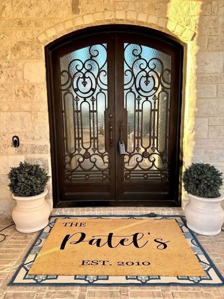 Personalized Doormat: Custom Typography Layered Front Door Rugs