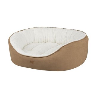 Pet Bed: Chestnut Suede Sherpa Lined Bolster Pet Furniture