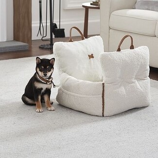 Pet Bed: Creamy White Sherpa Fleece With Carry Handles