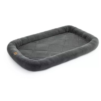 Pet Bed: Diamond Quilted Center Charcoal Plush Crate Mat