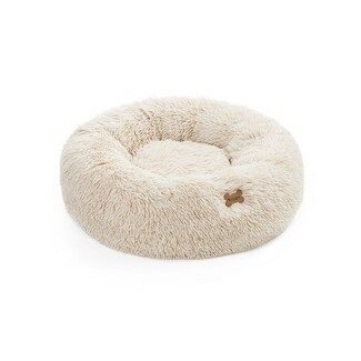 Pet Bed: Long Pile Faux Fur Bone Tag Detail Dog Lounger