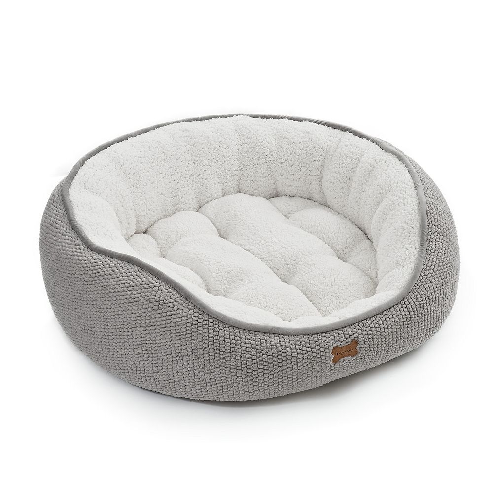 Pet Bed: Popcorn Knit Texture Sherpa Lined Oval Dog Bed