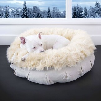 Pet Bed: Shag Puff Texture Pleated Base Luxury Nest