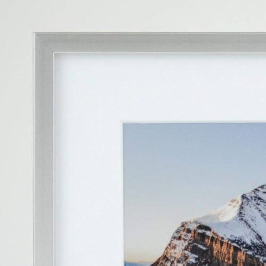 Picture Frame Satin Silver Finish Large Landscape with Mat
