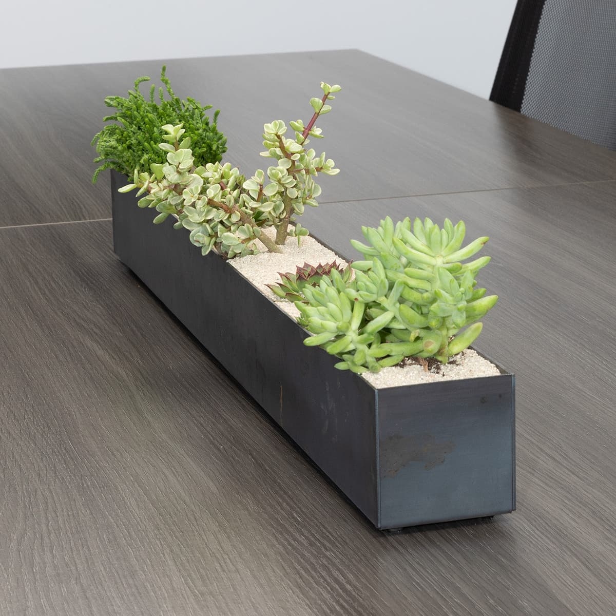 Planter Box Linear Silhouette Low Profile Weathered Steel