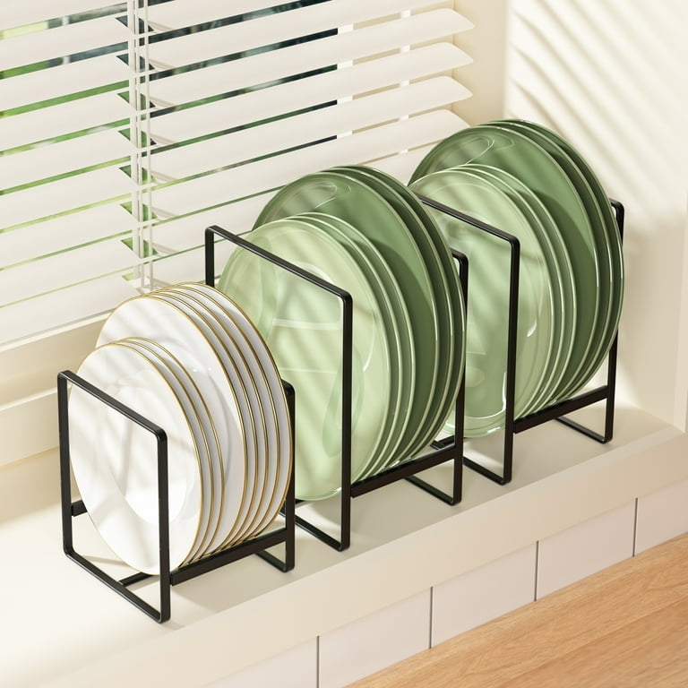 Plate Organizer: Matte Black Vertical Wire Storage Set