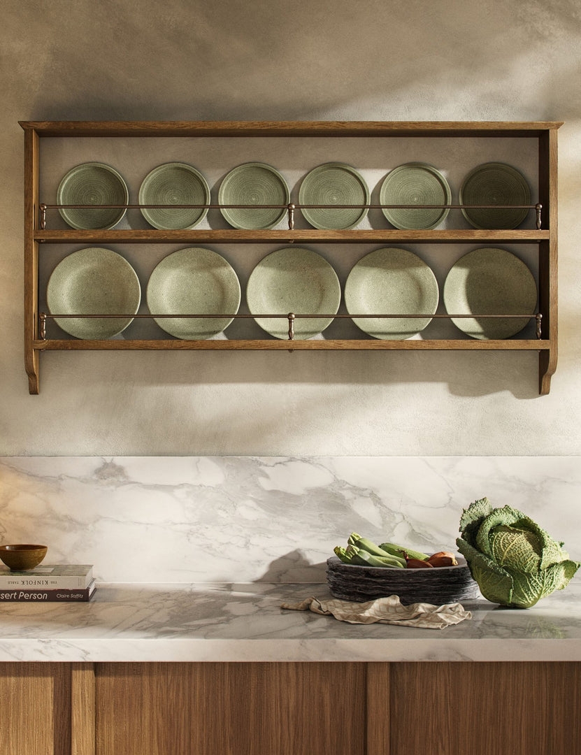 Plate Rack: Decorative Brackets Transitional Wood Organizer